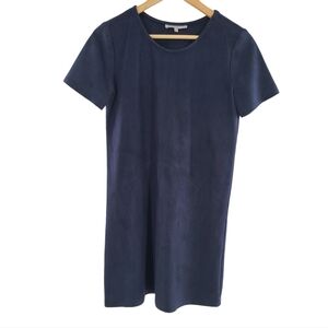 Matison Stone Navy‎ Blue Micro-Suede Shift Dress Sz XS.